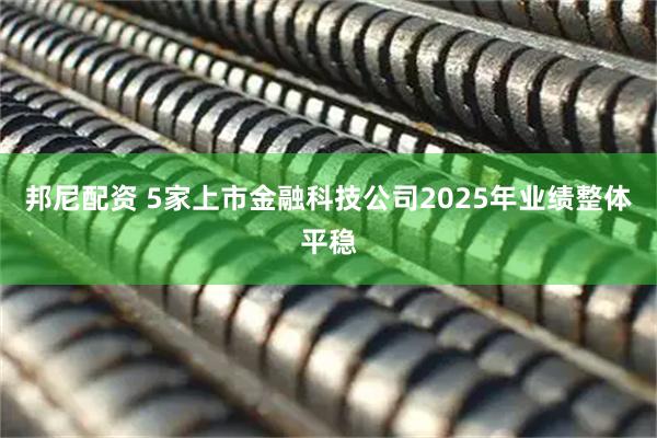 邦尼配资 5家上市金融科技公司2025年业绩整体平稳
