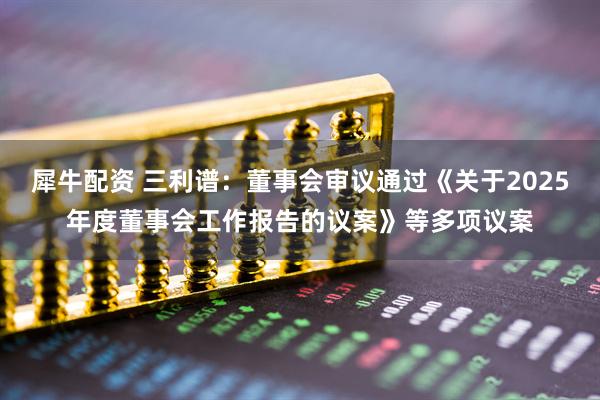 犀牛配资 三利谱：董事会审议通过《关于2025年度董事会工作报告的议案》等多项议案