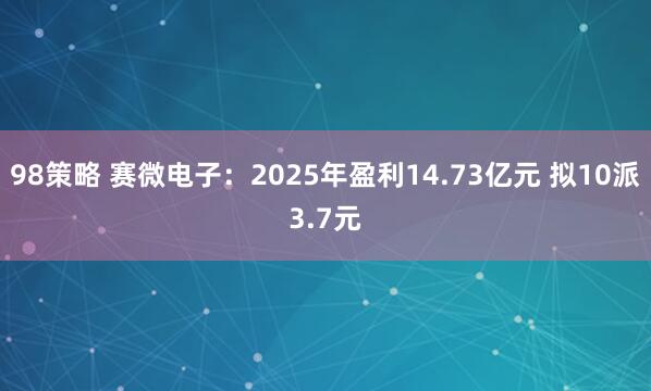 98策略 赛微电子：2025年盈利14.73亿元 拟10派3.7元